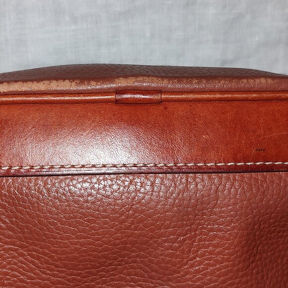 DOONEY & BOURKE ALL WEATHER LEATHER ZIP ZIP SATCHEL 2 HANDLE CROSSBODY AMBER - Picture 8 of 15